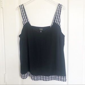 NICOLE MILLER Black/White Sleeveless Top Size XL